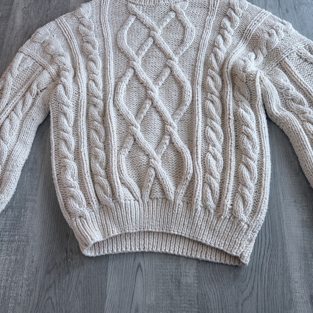 100% COTTON Cable Knit Sweater white